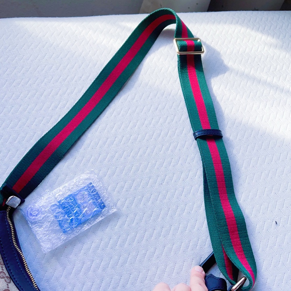 Gucci‎ GG canvas half moon hobo crossbody bag signature red and green web strap - Picture 11 of 16